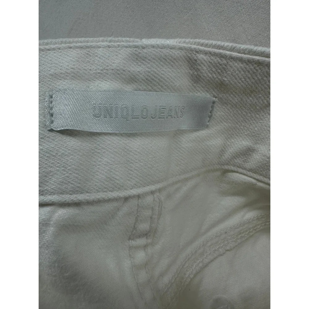 Uniqlo Jeans Womens 26 White‎ Belted High Waist Pleated Denim Shorts